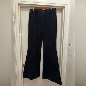 Alice + Olivia Black Corduroy Jeans with Red Accent